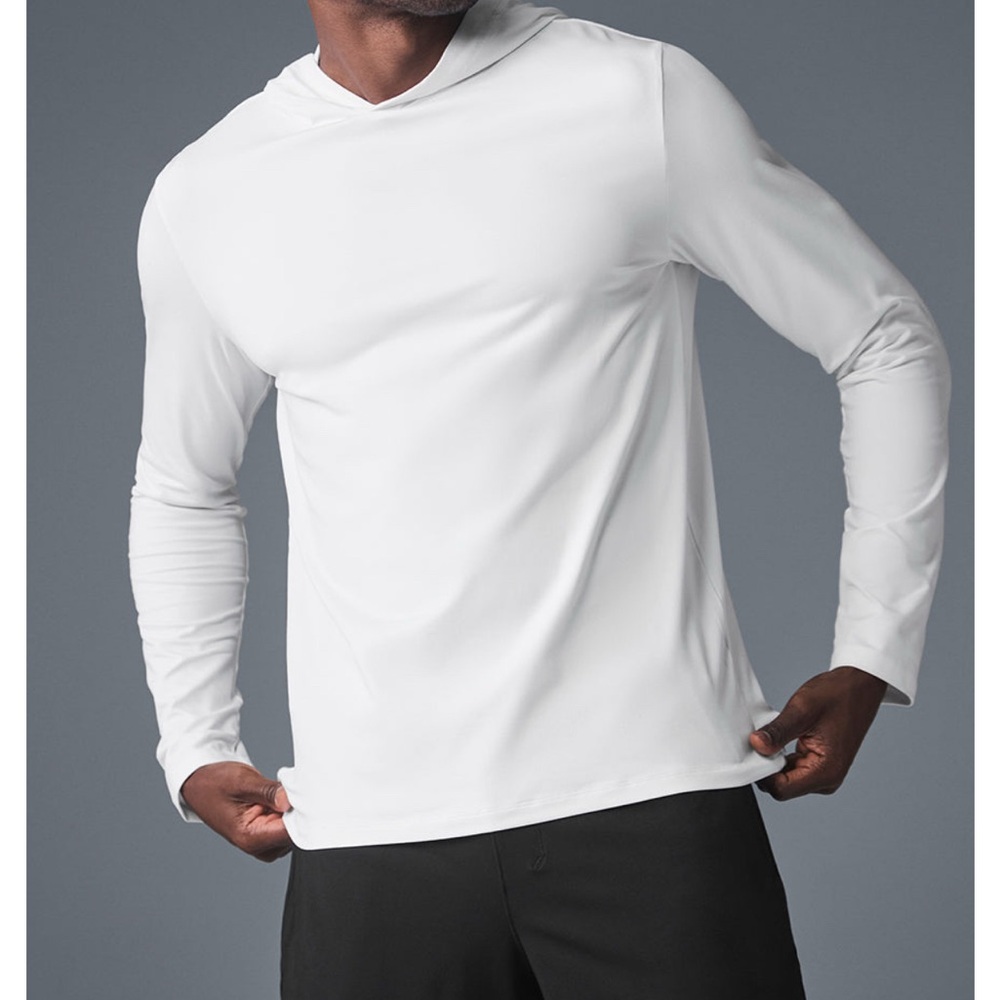 alo Men’s White Long Sleeve Hoodie